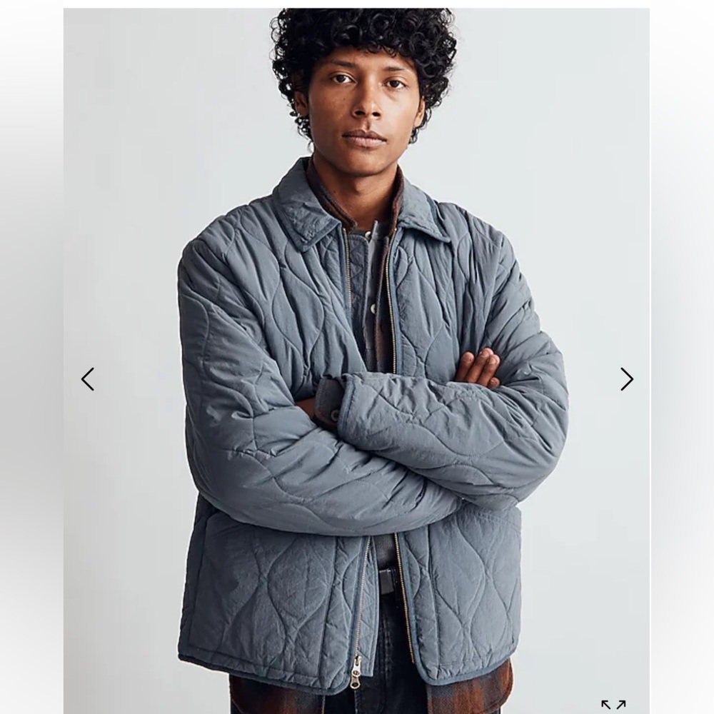 Madewell Quilted Jacket in Dusty Blue
